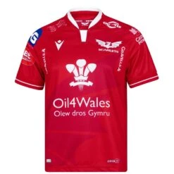 Macron Scarlets Adults Home Rugby Shirt 58532832 Red